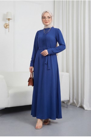 Çıma Detaylı Kemerli Ayrobin Elbise   -Laci