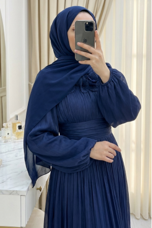 Beli Drapeli Kolu Lastikli Göğsü Ve Eteği Fırfır Detaylı Janjan Abiye -Laci