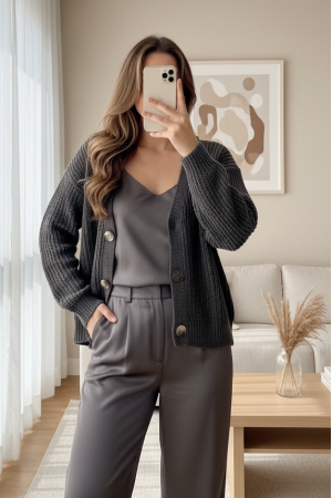 نمط الحياكة سترة بأزرار   -أنثراسايت