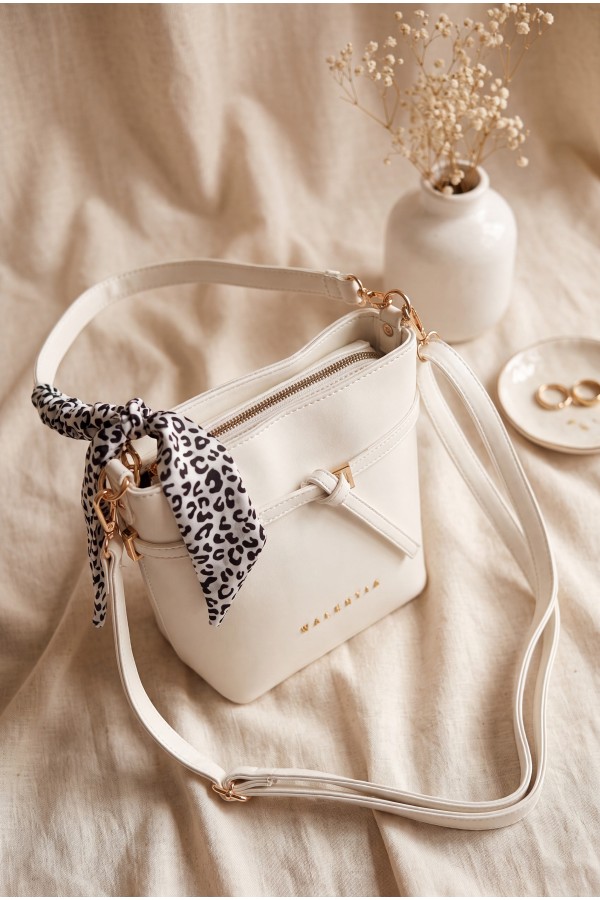 Scarf Detail Chain Strap Shoulder Bag -White