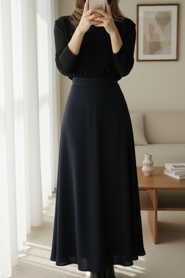 Women's Hidden Zippered Opening Skirt 