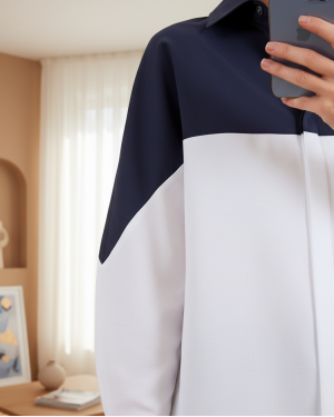 قميص كبير الحجم بلون كتلة 20221 