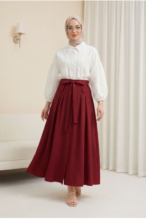 Kolu Lastikli Fistolu Yarı Transparan Keten Gömlek -Beyaz