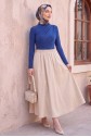 Half Neck Pleated Sandy Blouse -Saxe