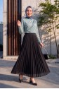 تنورة مطوية حجرية-أسود