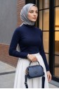 بلوزة داخلية بأكمام طويلة وياقة عالية -Navy blue
