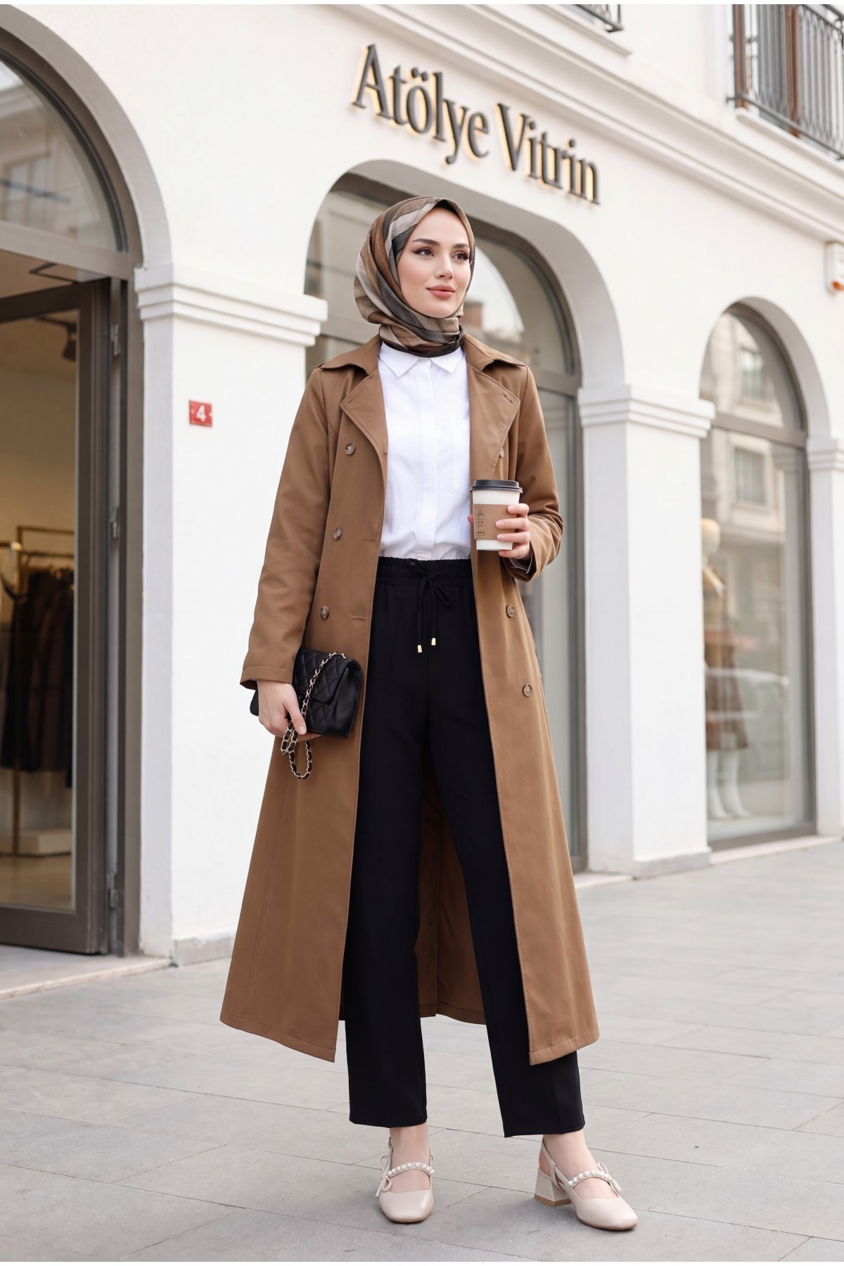 Double Buttoned Belted Trench Coat -Snuff