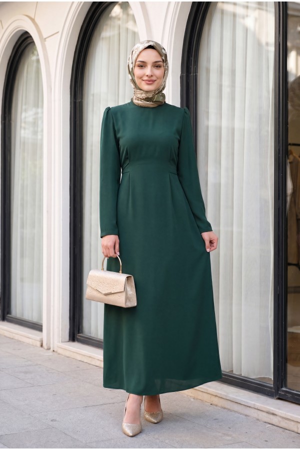 Judge Collar Lace Detailed Dress  -Emerald