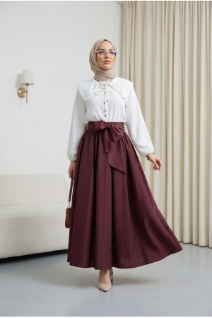 Bebe Yaka Dantelli Kolu Lastikli Gömlek -Beyaz