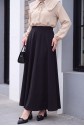 Elasticated Waist Imported Lycra Crepe Flared Skirt -Black