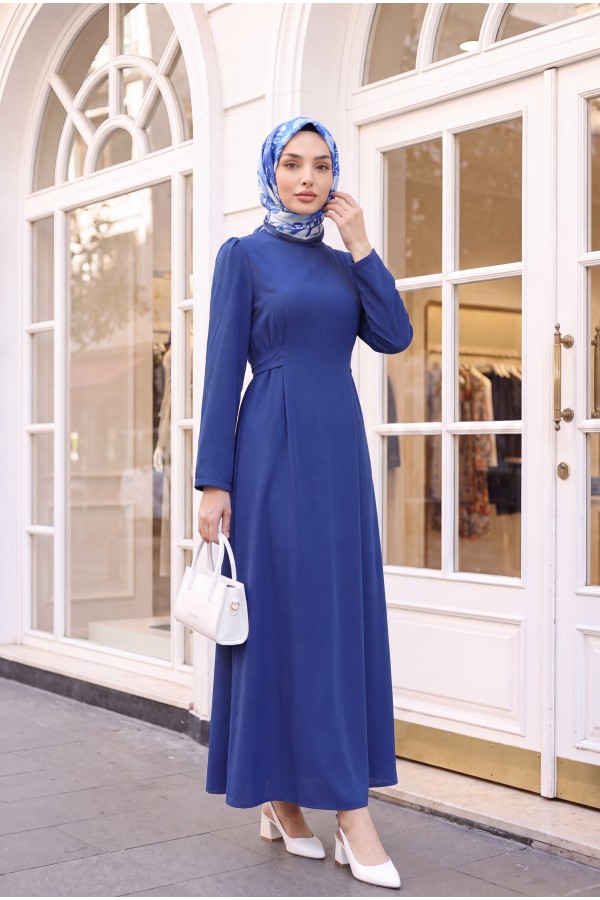 Judge Collar Lace Detailed Dress -İndigo