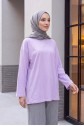 تونيك قطني فضفاض برقبة دائرية -ليلك فاتح
