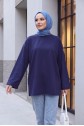 Yuvarlak Yaka Salaş Penye Tunik -Laci