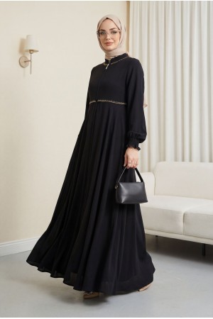 Nakışlı Mevlana Ferace Siyah HM2359