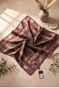 Geometrik Çerçeveli Rayon Eşarp -Bordo