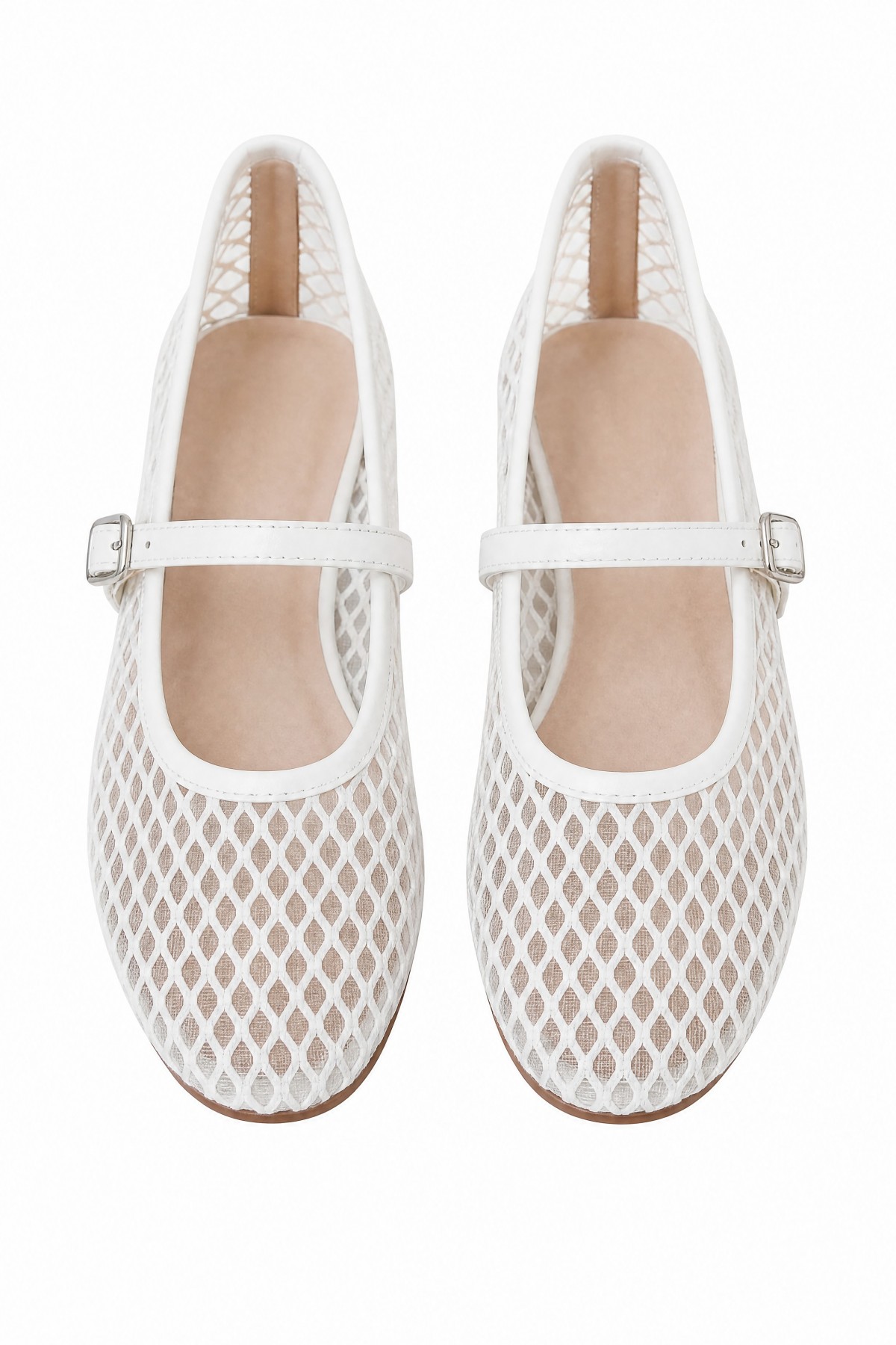 Pante White Mesh Ballet Flats