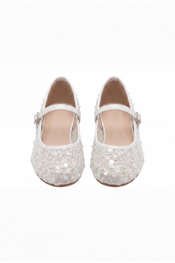 Cawe White Tulle Ballet Flats