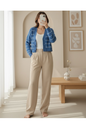 سترة تريكو بأزرار كبيرة  -أزرق