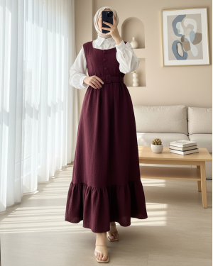 Top Buttoned Shirt Double Suit Gilet    -Maroon