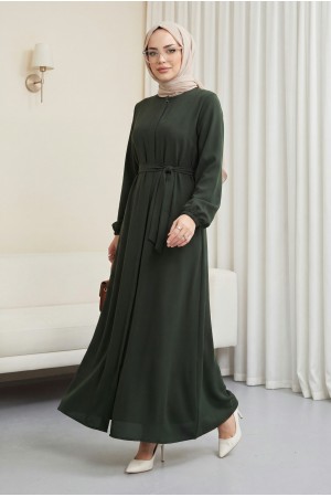 Gizli Patlı Kuşaklı Ferace Haki HM2361