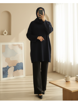 Balıkçı Yaka Yırtmaçlı Selanik Tunik   -Laci