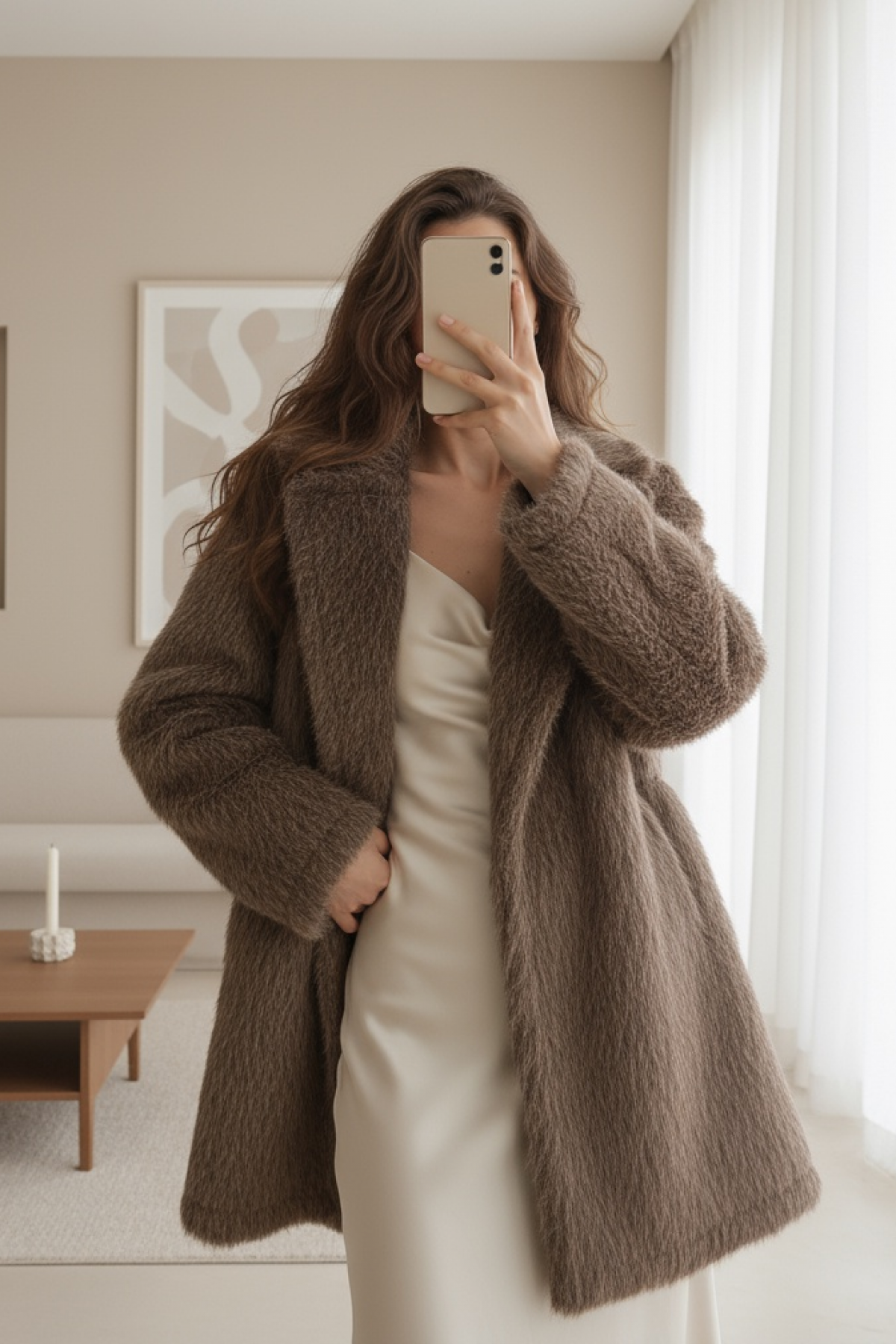 Belted Waistcoat with Pocket and Beard -Mink color