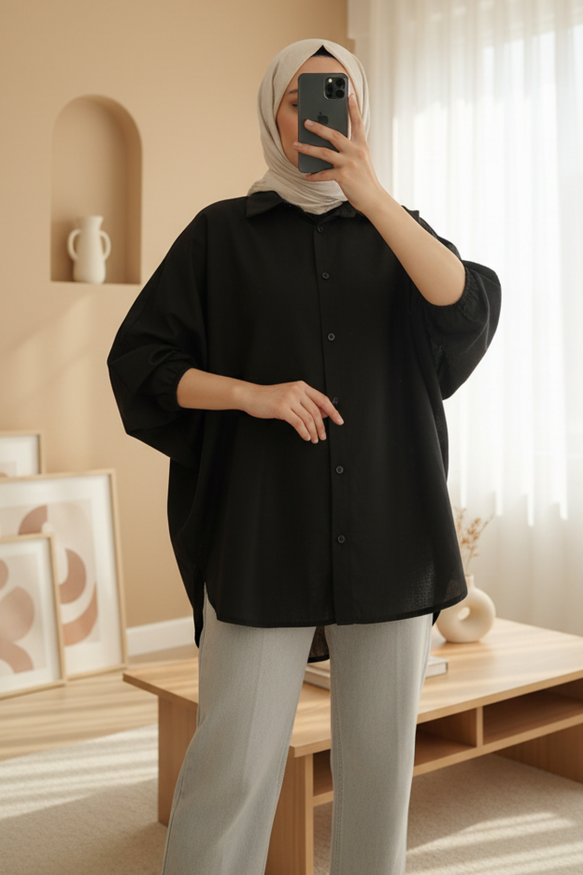 Women's Flounce Oversize Cotton Poplin Shirt