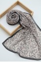 Crisp Floral Patterned Voile Scarf -Cream color