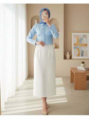 20231 Slim Fit Poplin Gömlek - Mavi