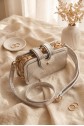 Gold Detailed Multifunctional Hand and Shoulder Bag -Silver