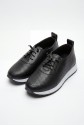 Tone Black Leather Lace-up Sneakers