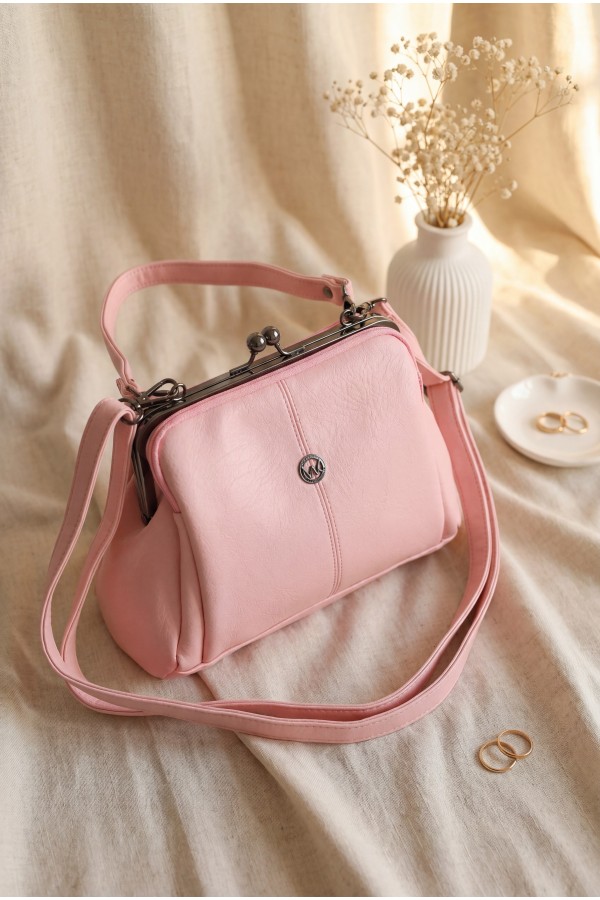 Vintage Design Functional Multi-Compartment Shoulder Bag -Powder