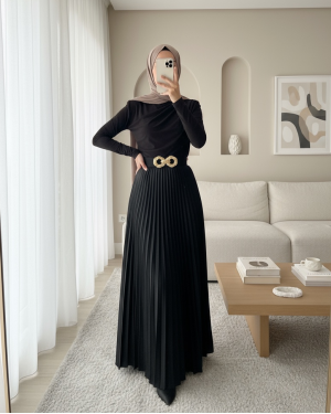 Yarım Boğaz Büzgülü Sandy Bluz       -Kahve