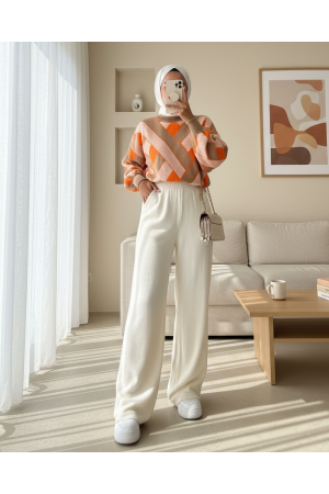 Loose Knit Trousers -Stone