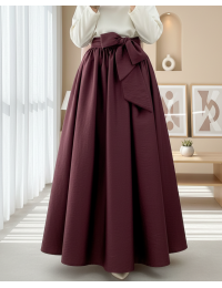 Piliseli Kemerli Paraşüt Etek   -Bordo