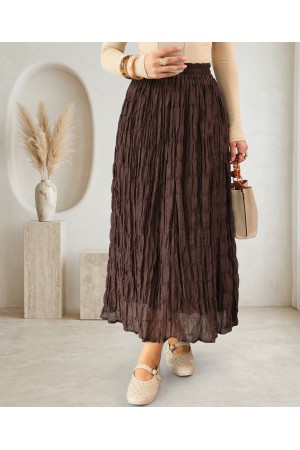 Astarlı Gipeli Modal Etek -K. Kahve