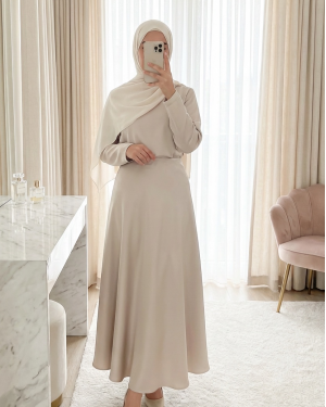 Zra Düz Saten Etek -Bej