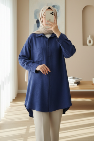 Tek Cepli Düğmeli Keten Gömlek -Laci