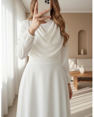 Bol Kiloş Sukuba Puf Etek   -Beyaz