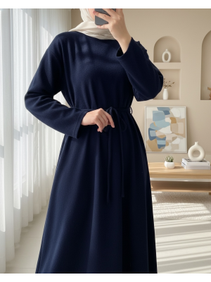 Beli Drapeli Çift Bağcıklı  Selanik Uzun Elbise -Laci