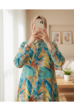 Etnik Desen Tunik -Petrol