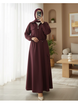 Beli Lastikli Etekli Bonding Takım  -Bordo