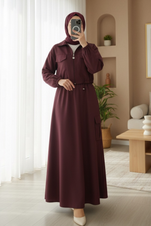 Beli Lastikli Etekli Bonding Takım  -Bordo