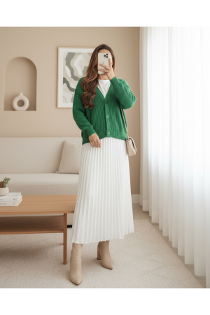 نمط الحياكة سترة بأزرار   -أخضر