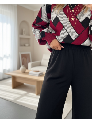 Salaş Triko Pantolon -Siyah