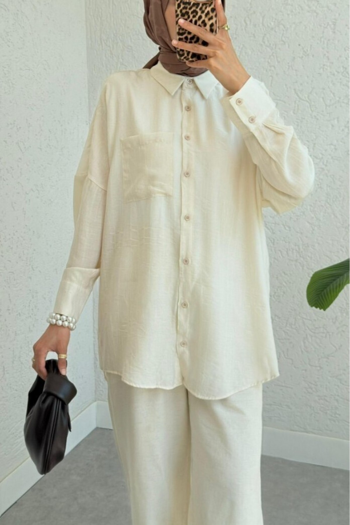 Single Pocket Long Back Casual Shirt - Beige