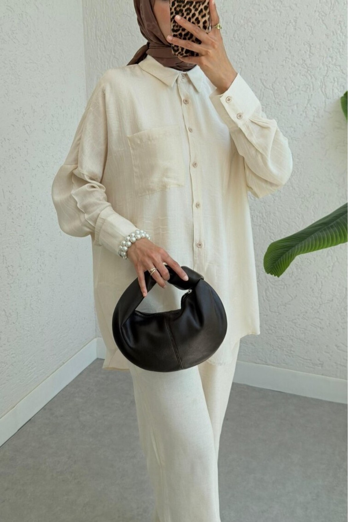 Single Pocket Long Back Casual Shirt - Beige