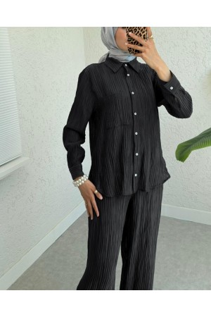 Tek Cepli Fitilli Tensel Kumaş İkili Takım  -Siyah