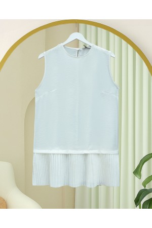 ملابس داخلية مودال بأكمام صفرية وتنورة مطوية -أبيض