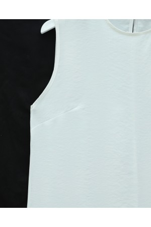 ملابس داخلية مودال بأكمام صفرية وتنورة مطوية -أبيض